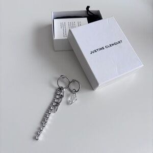 Justine Clenquet Silver Ewan Earrings Mismatched Drop in Palladium Plated Brass